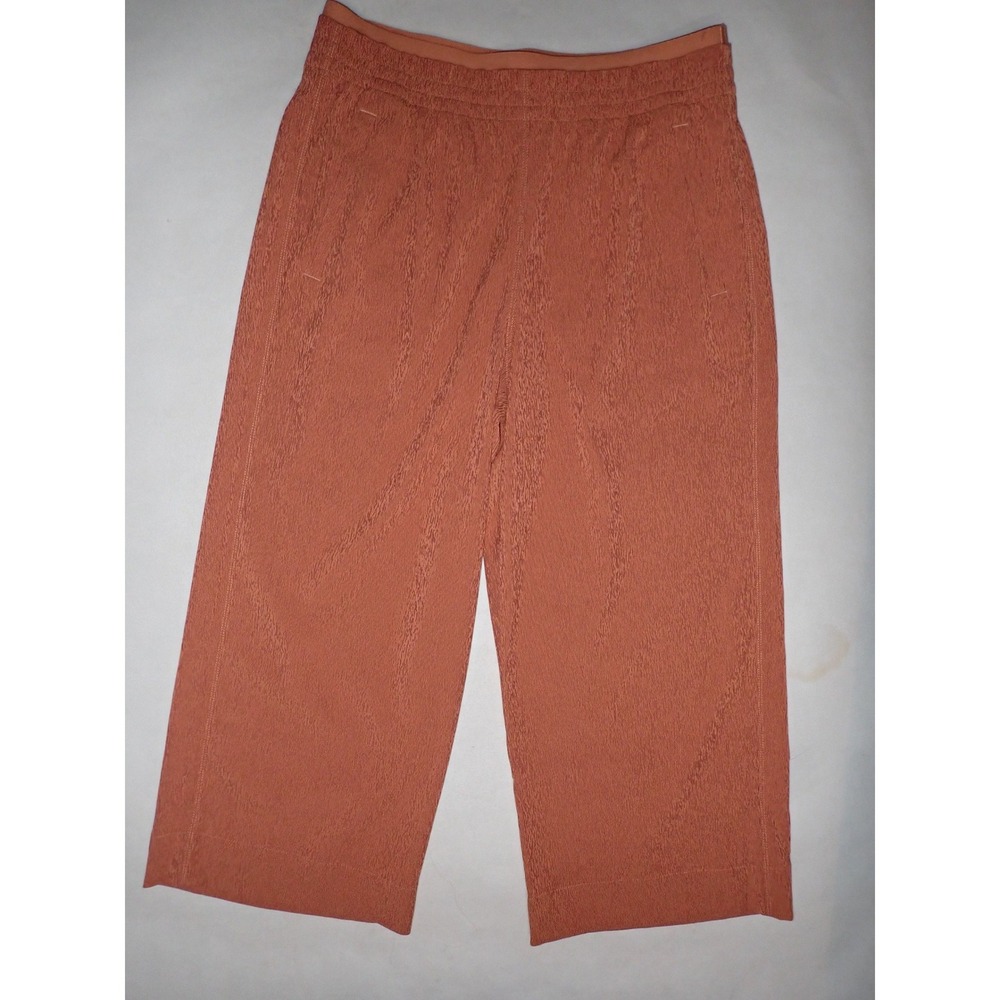 Athleta Women's Burnt Orange Textured Wide Leg Crop Pants Size 10P